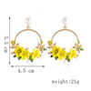 vintage Trendy Cute Flower Dangle Earrings For Women Girl Jewelry Female Rhinestone Round Circle Gift Wholesale oorbellen earing