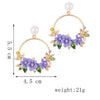 vintage Trendy Cute Flower Dangle Earrings For Women Girl Jewelry Female Rhinestone Round Circle Gift Wholesale oorbellen earing