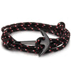 High quality fashion black anchor bracelet men's charm survival rope chain leather friendship bracelet men and women jewelry