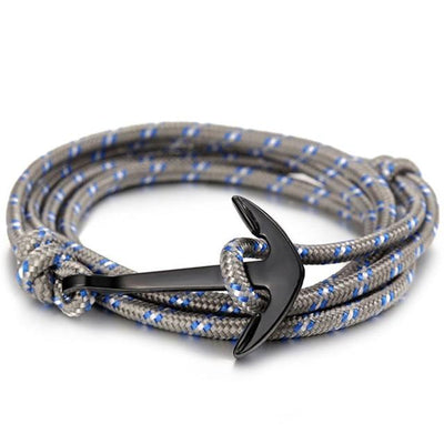 High quality fashion black anchor bracelet men's charm survival rope chain leather friendship bracelet men and women jewelry